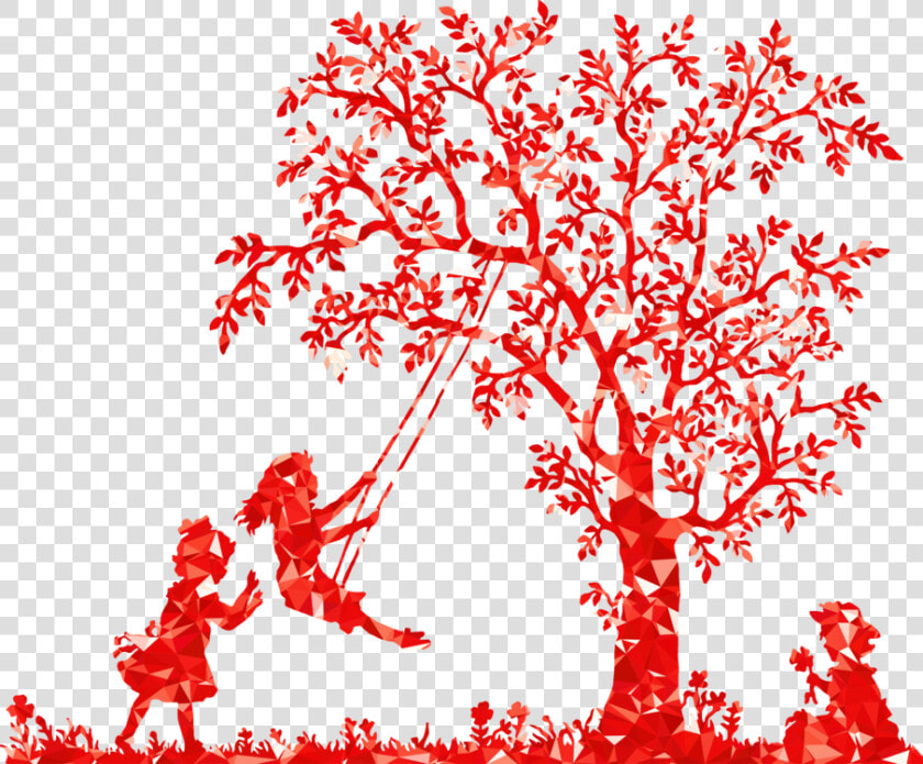 Art petal twig   Tree Silhouette With Swing  HD Png DownloadTransparent PNG