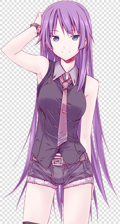 Senjougahara Hitagi Drawn By Himura Kiseki   Dark Purple Haired Anime Girl  HD Png DownloadTransparent PNG