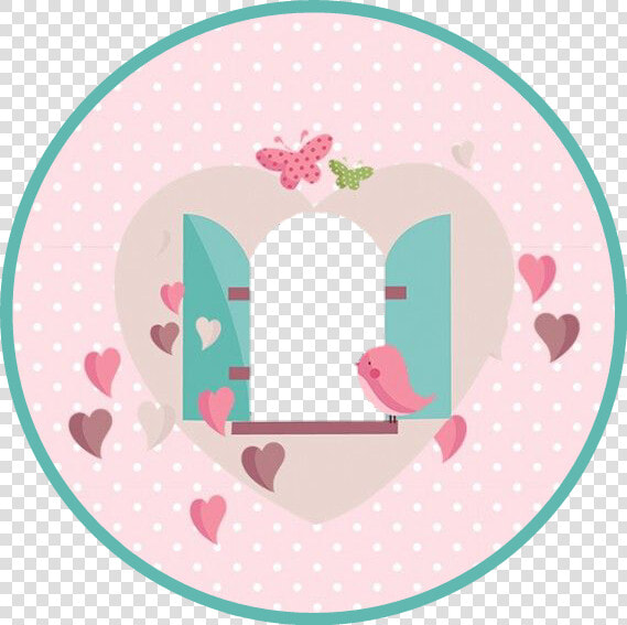  birds  circle  round  cute  window  teal  pink  tag   Frame Jardim Encantado Png  Transparent PngTransparent PNG