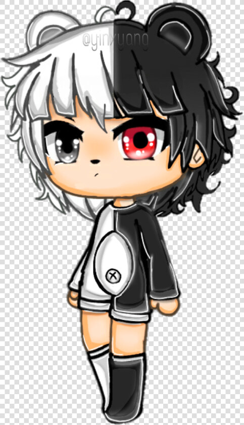 Human Version Of Monokuma As A Gacha Sticker   Cartoon  HD Png DownloadTransparent PNG