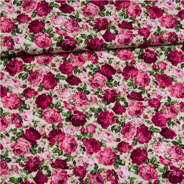 Cotton Poplin Printed Roses Pink beige  HD Png DownloadTransparent PNG