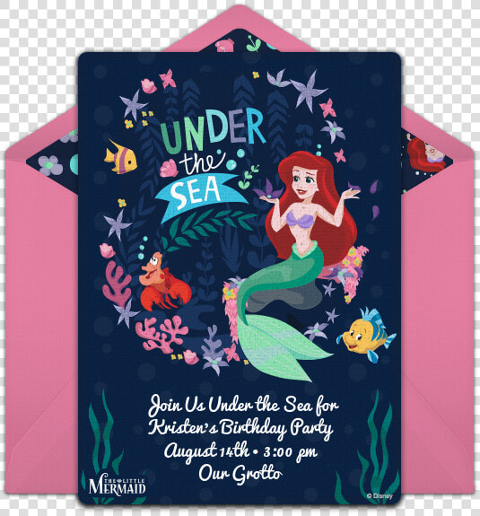 Little Mermaid Under The Sea Party Invitations  HD Png DownloadTransparent PNG