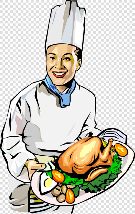 Vector Illustration Of Culinary Cuisine Restaurant   Chef Cooking With Chicken  HD Png DownloadTransparent PNG