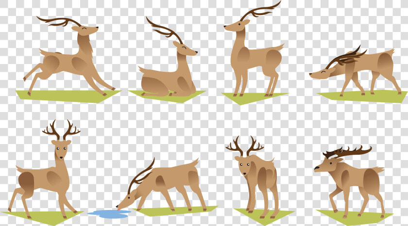 Clip Art Reindeer Antler Grazing Transprent   Cartoon Deer Herd  HD Png DownloadTransparent PNG