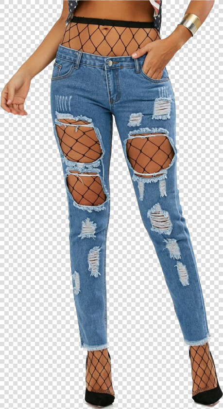 Ripped Jean Png Image   Sims 4 Ripped Jeans With Fishnets  Transparent PngTransparent PNG