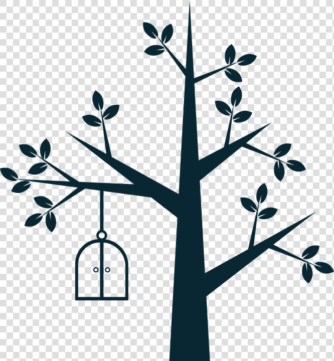 The Tree  Ornament  Bird Cage  Window  Wall  Wall Art   Arbol Con Pajaritos Blanco En Negro  HD Png DownloadTransparent PNG