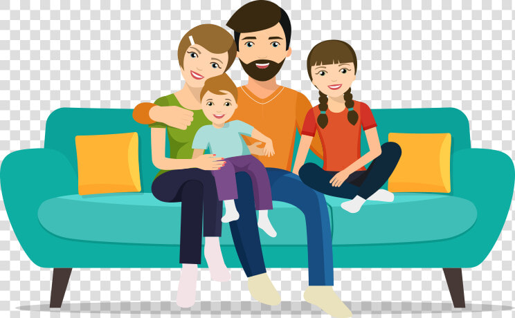 Clip Art Family Sitting On Couch   Sitting On Sofa Clipart  HD Png DownloadTransparent PNG