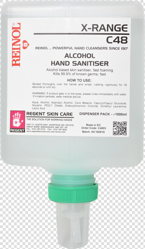 C48 Reinol X range Foaming Alcohol Hand Sanitizer   Reinol  HD Png DownloadTransparent PNG