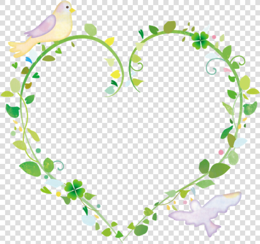 四つ葉 Flower Frame Spring Love Colorful Floral Handpainte   葉っぱ ハート イラスト  HD Png DownloadTransparent PNG