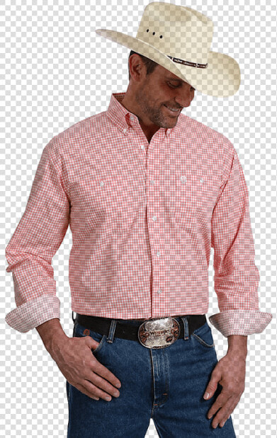 Wrangler George Strait® Men S L s Coral white Check   Cowboy Hat  HD Png DownloadTransparent PNG