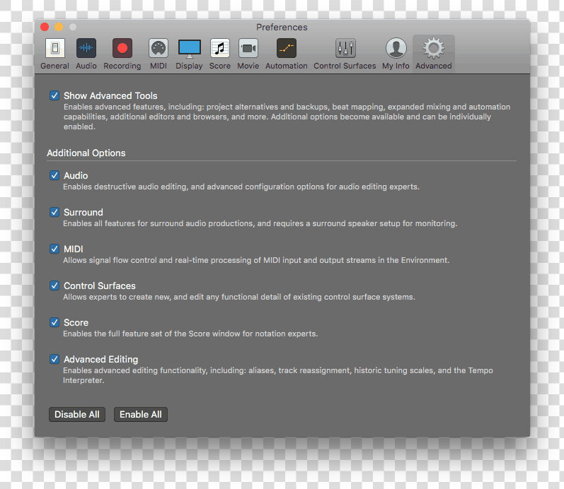 Logic Pro X Advanced Features Enabled   Logic Pro X Hintergrundfarbe Ändern  HD Png DownloadTransparent PNG