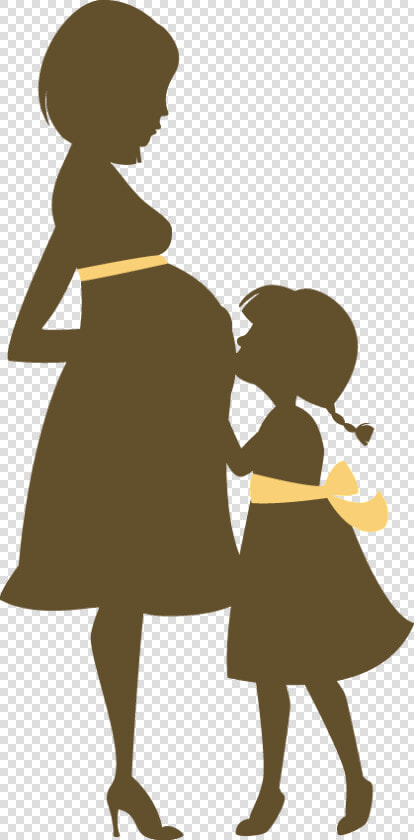 Transparent Baby Silhouette Png   Pregnant Mom And Daughter Clipart  Png DownloadTransparent PNG