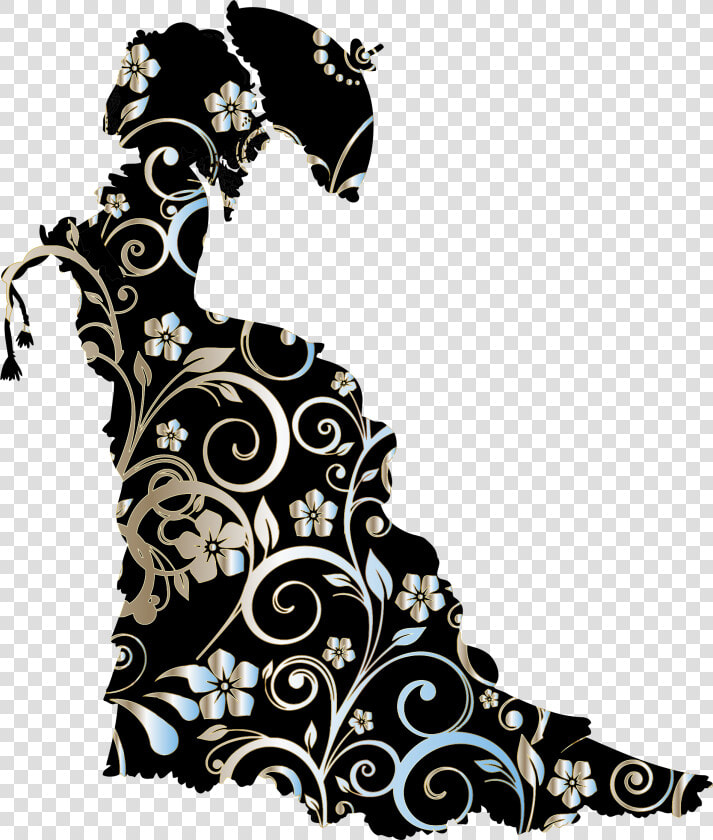 Chromatic Floral Vintage Victorian Lady Silhouette   Silhouette Clipart Lady Victorian  HD Png DownloadTransparent PNG