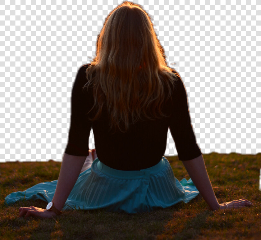  woman  sunset  sunbathing  sitting  grass   Girl  HD Png DownloadTransparent PNG