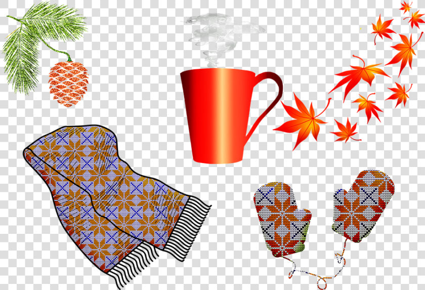 Autumn  Scarf  Mittens  Cold Weather  Hot Tea  HD Png DownloadTransparent PNG