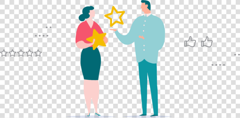 Characters Exchanging Stars To Illustrate Online Review   Illustration  HD Png DownloadTransparent PNG