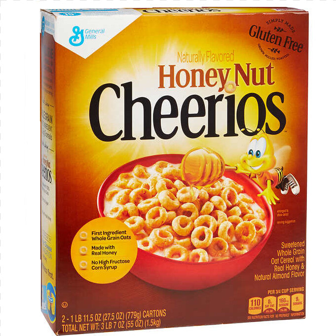 Honey Nut Cheerios Cereal Box  HD Png DownloadTransparent PNG