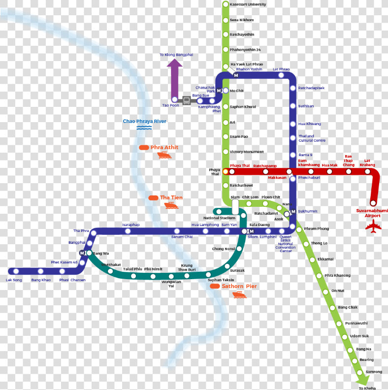 Bangkok Bts And Mrt Map   Mrt Map Bangkok 2019  HD Png DownloadTransparent PNG