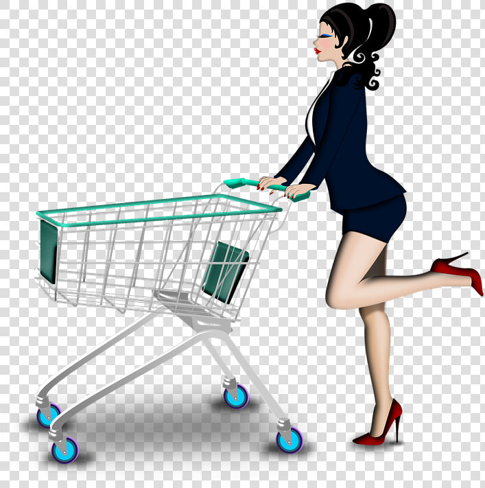 Shopping  Truck Shop  Supermarket  Truck  Metal  Woman   Girl Shopping With Trolley  HD Png DownloadTransparent PNG