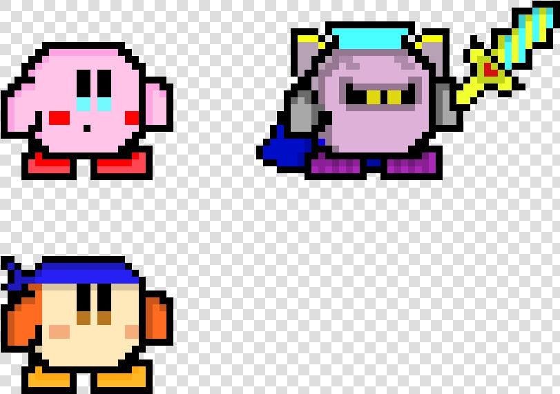 Pixel Kirby  Meta Knight  And Bandanna Dee   Kirby Meta Knight Pixel Arts  HD Png DownloadTransparent PNG