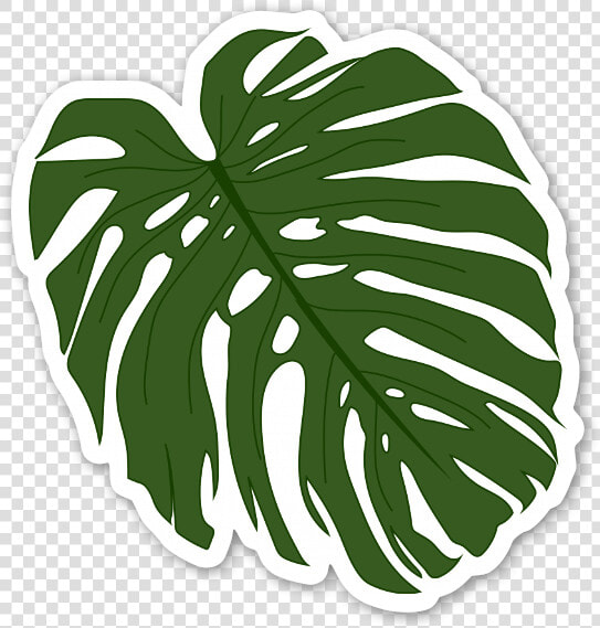 Leaf green monstera Deliciosa plant line Art black   Palm Leaf Leaf Sticker  HD Png DownloadTransparent PNG