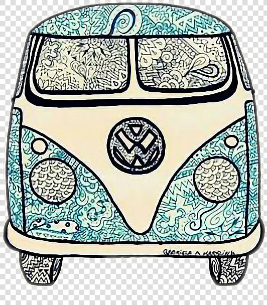  hippie  volkswaguen  blue   Kombi Van Drawing  HD Png DownloadTransparent PNG