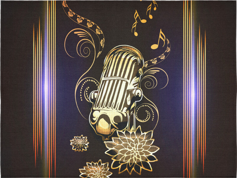 Music  Golden Microphone Cotton Linen Wall Tapestry   Motif  HD Png DownloadTransparent PNG