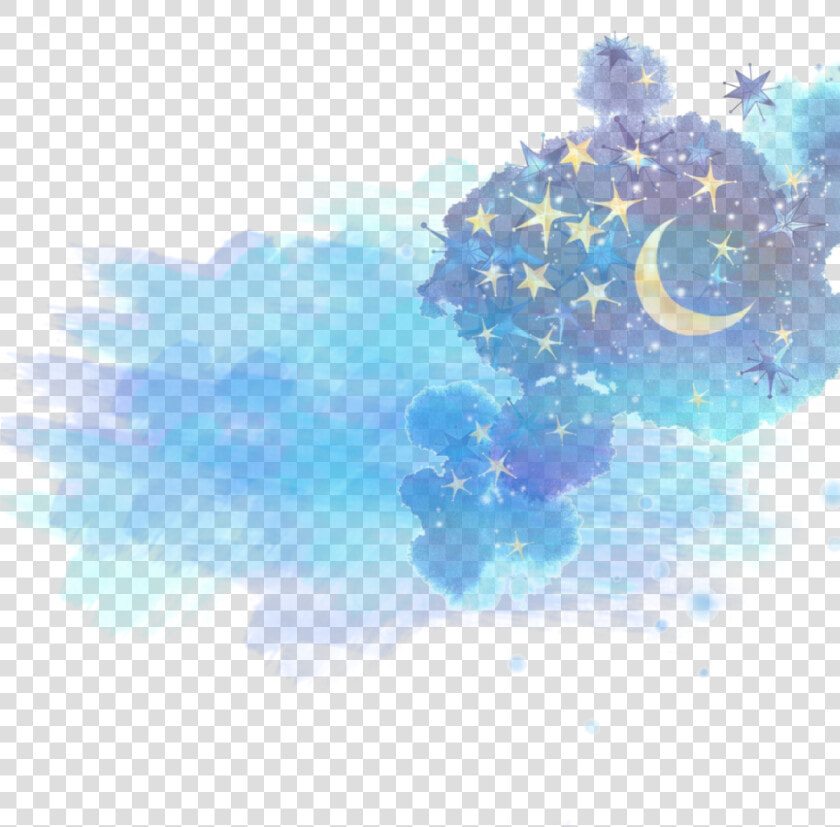  blue  watercolour  sky  star  moon  remix  vjaii   Star And Moon Background  HD Png DownloadTransparent PNG