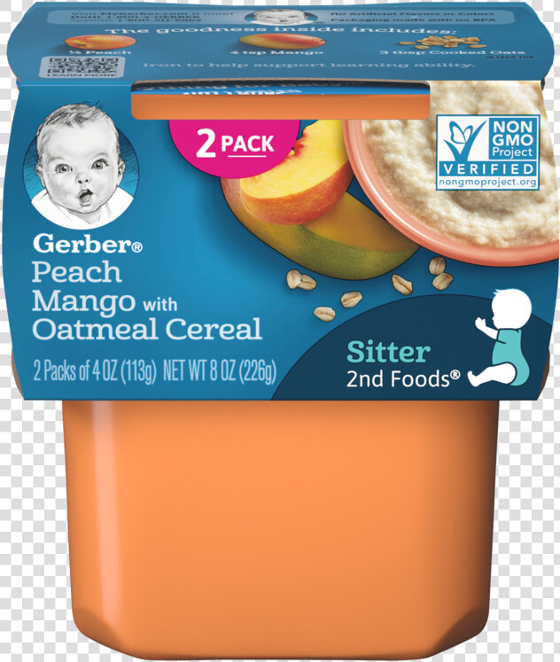 2nd Foods Peach Mango With Oatmeal Cereal   Gerber Baby Food Pumpkin  HD Png DownloadTransparent PNG