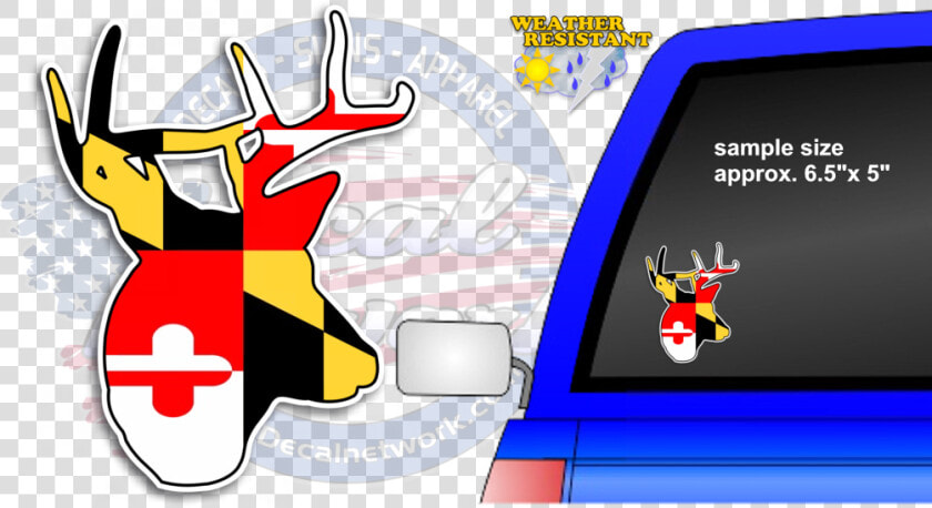 Maryland Flag Deer Buck Head Car Vinyl Decal   Video Game Console  HD Png DownloadTransparent PNG