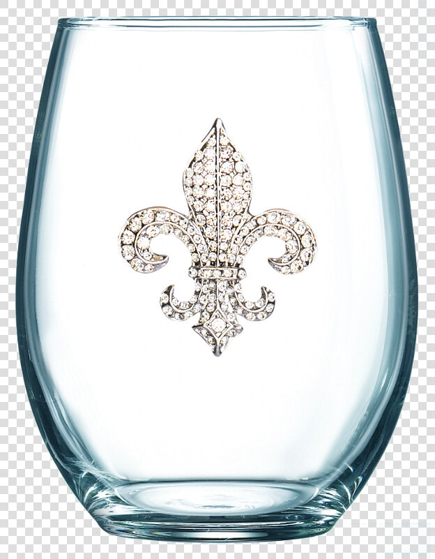 Fleur De Lis Stemless   Queens Jewels Wine Glasses  HD Png DownloadTransparent PNG