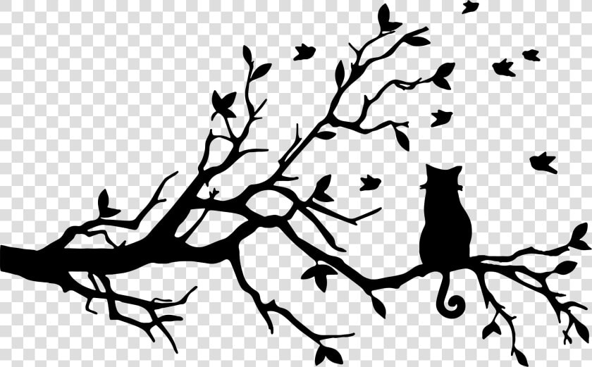 Curly Tailed Cat On Tree Silhouette Icons Png   Cat In Tree Silhouette  Transparent PngTransparent PNG