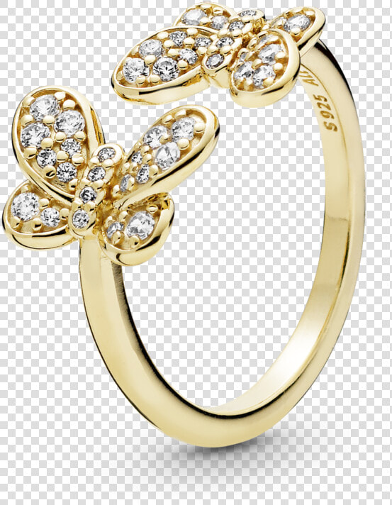 Dazzling Butterflies   Pandora Gold Butterfly Ring  HD Png DownloadTransparent PNG