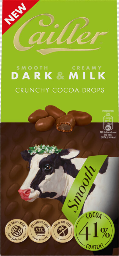 Dark amp milk Crunchy Cocoa Drops 41  Smooth Cacao 80g   Cailler Dark And Milk  HD Png DownloadTransparent PNG