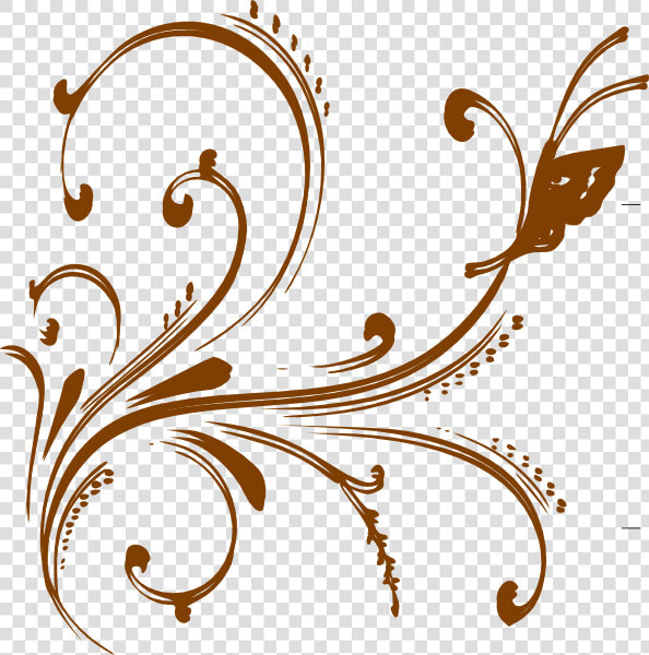 Gold Floral Design With Butterfly Clip Art At Clker   White Floral Designs Png  Transparent PngTransparent PNG