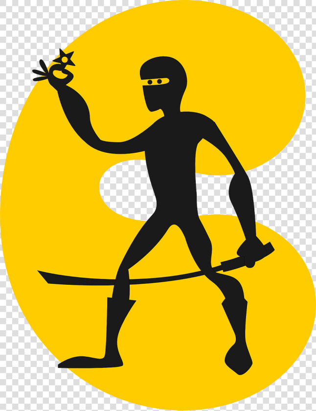 Man  Silhouette  Cartoon  Stars  Ninja  Sword  Fighter   Cartoon Ninja  HD Png DownloadTransparent PNG