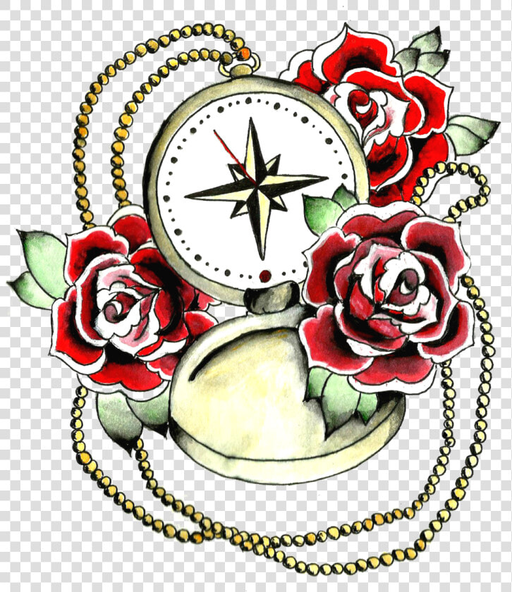 Rose Tattoo Png Transparent Images   Tattoo Compass And Rose Design  Png DownloadTransparent PNG