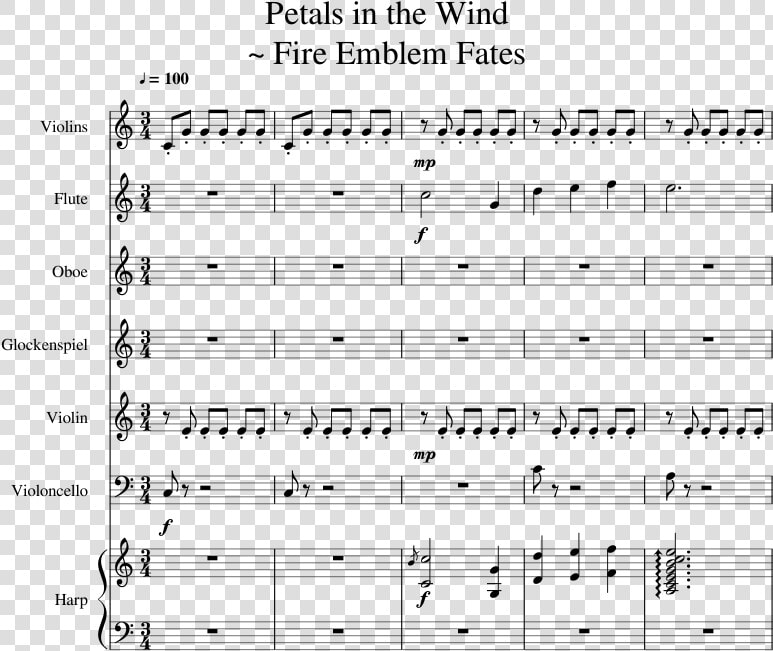 Petals In The Wind   Fire Emblem Fates Sheet Music   Petals In The Wind Sheet Music Fire Emblem  HD Png DownloadTransparent PNG