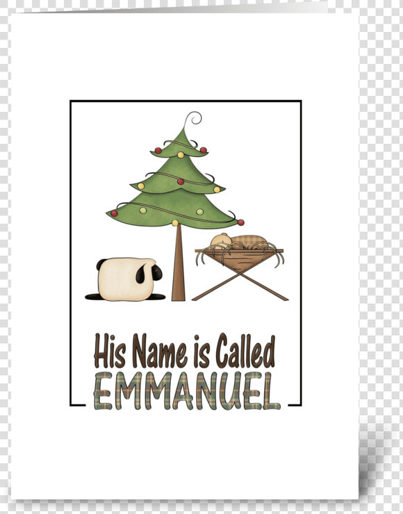 Christmas Emmanuel Baby Jesus In Manger Greeting Card   Christmas Tree  HD Png DownloadTransparent PNG