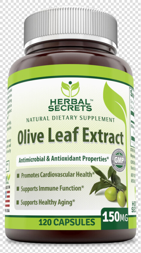 Herbal Secrets Olive Leaf Extract 150 Mg 120 Capsules   Boswellia Serrata Supplement  HD Png DownloadTransparent PNG