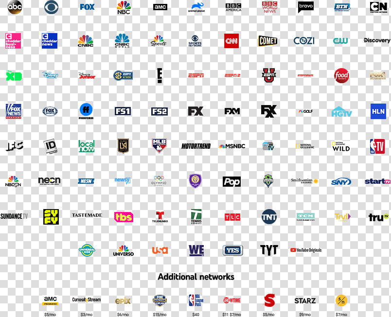 Youtube Tv Logos   Youtube Tv Channels List  HD Png DownloadTransparent PNG