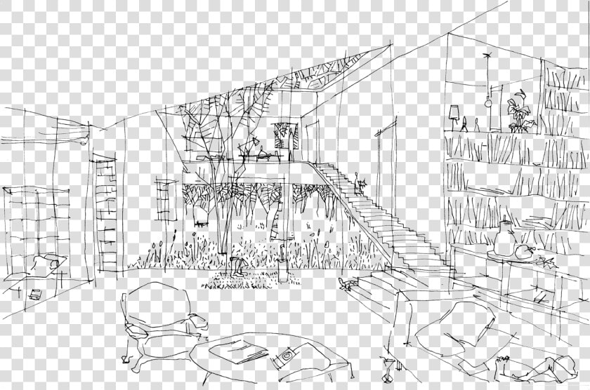 Related Architectural Sketches Rough   Le Corbusier Interior Sketch  HD Png DownloadTransparent PNG