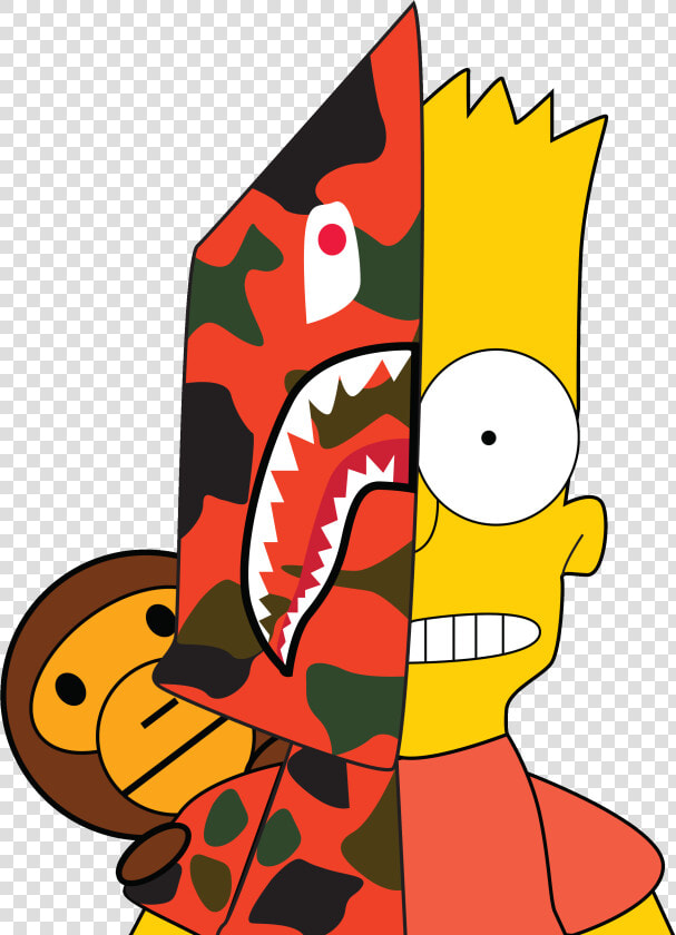 Collection Of Free Bape Drawing Simpsons   Bart Simpson X Bape  HD Png DownloadTransparent PNG