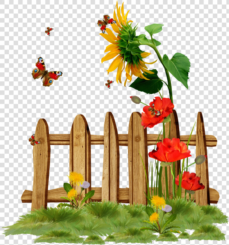 Gardener Clipart Gardening   Flowers With Fence Clip Art  HD Png DownloadTransparent PNG