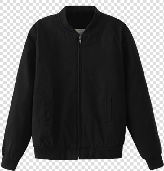 Fleece collar zipper   Thick Black Bomber Jacket  HD Png DownloadTransparent PNG