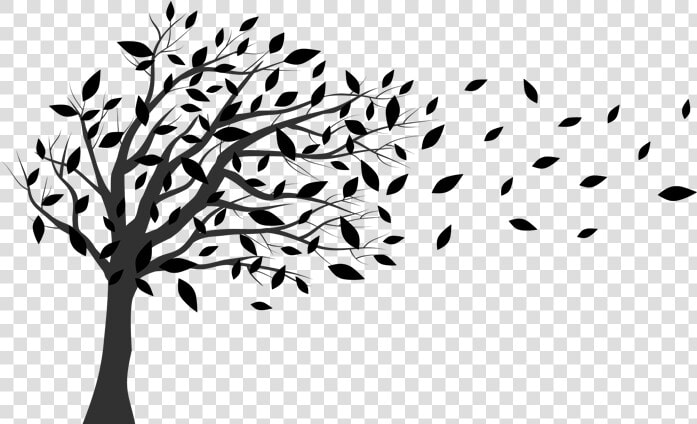 Tree In The Wind Blowing   Tree Blowing In The Wind Silhouette  HD Png DownloadTransparent PNG