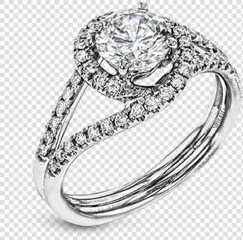 Built In Round 18k White Semi Engagement Ring   Engagement Ring  HD Png DownloadTransparent PNG