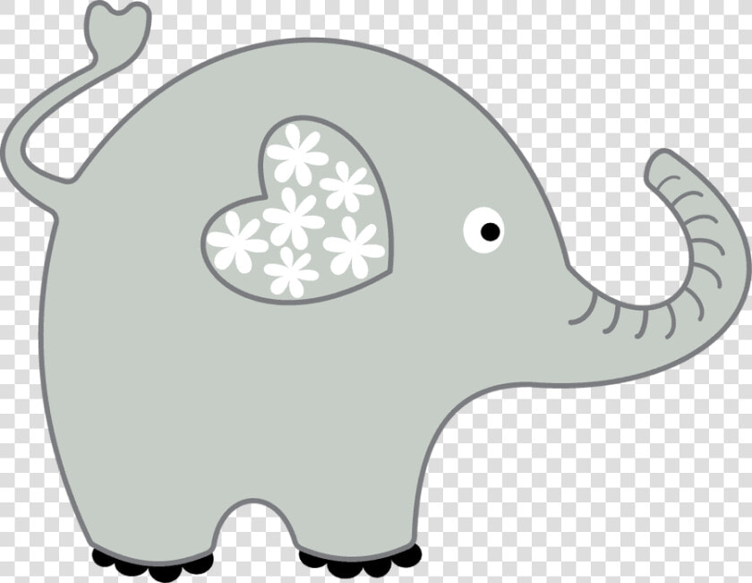 Transparent Baby Shower Elephant Png   Elephant With Heart Ear  Png DownloadTransparent PNG