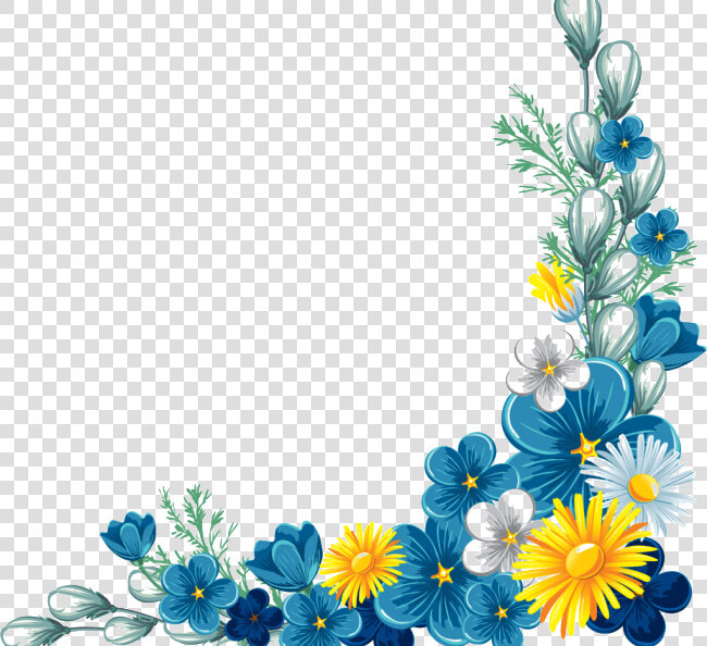 Decorative Borders Flower Yellow Png Image High Quality   Blue Floral Border Design  Transparent PngTransparent PNG