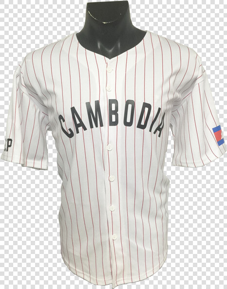 Image Of Rep Cambodia Pin Striped Baseball Jersey   Cambodia Baseball Jersey  HD Png DownloadTransparent PNG